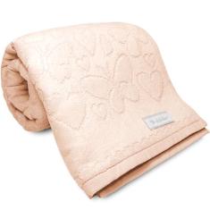 Toalha de Banho Gigante Aveludada Romance Dohler 100% Algodão Banhão Fio Penteado Coração Borboleta (Bege 10550)
