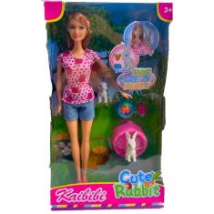 Boneca Kaibibi Tomando Conta dos Seus Coelhos de Estimação WG058 - Kaibibi