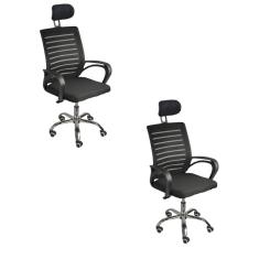 Kit 2 Cadeiras de Escritório Secretaria Diretor Roma Ergonômica com apoio de Nuca