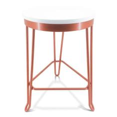 Banqueta Banco Baixo Guatemala Estilo Industrial - Cobre/Branco - Genu