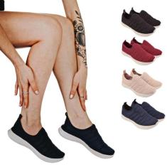 KIT 4 Pares Tênis Calce Facil Confortavel Moda Casual - Cazzani, Preto