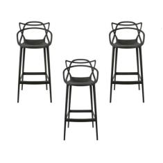 Kit 3 Banquetas Médias Masters Allegra Empilhavel Plastico Resistente 