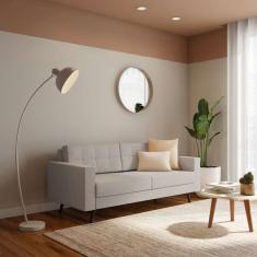 Sofá 3 Lugares Pé Palito Joy Linho Cotton Cru