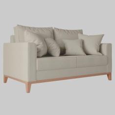 Sofá 2 Lugares Benny Base Pés Madeira Em Linho Cotton Linho Fino Bege