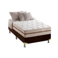 Cama Box Solteiro: Colchão Molas Ensacadas Anjos Masterpocket Classic + Base Crc Suede Brown(88X188)