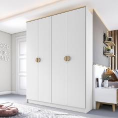 Guarda Roupa Solteiro 100% Mdf Bp 4 Portas 2 Gavetas Asti Branco