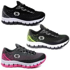 Tênis Infantil Feminino Antiderrapante Fecho Cadarço Kit 3-Feminino