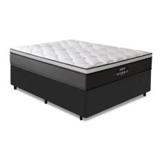 Cama Box Casal Queen Colchão Gazin Maximus Molas Ensacadas 158x198x62cm Cinza/Preto - Suporta até 120Kg por Pessoa