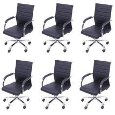 Kit 6 Cadeiras Escritório Diretor com Rodízio Esteirinha Florença 3322