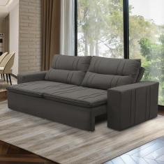 Sofá Retrátil e Reclinável 2 lugares com Molas 1,50m Ester Suede Cinza Adonai Estofados
