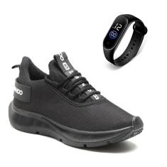 Tênis Masculino Esportivo Para Treino Academia Confortável Lançamento + Relogio-Masculino