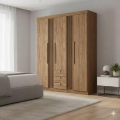 Guarda-Roupa Solteiro Santos Andirá Aurora 3 Portas de Bater 3 Gavetas Externas MDP - 173,4cm de Largura