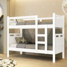 Beliche Solteiro Jaspe Branco Liso - Vira Duas Camas 100% Mdf