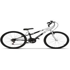 Bicicleta de Passeio Ultra Bikes Esporte Bicolor Rebaixada Aro 26 Reforçada Freio V-Brake – 18 Marchas Preto/Branco