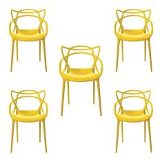 Kit 5 Cadeiras Decorativas Sala e Cozinha Feliti (PP) Amarela - Gran Belo