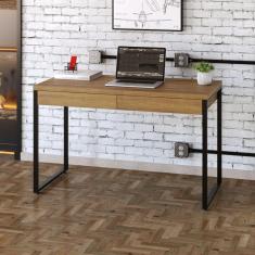 Mesa para Escritório 120cm 2 Gavetas Kuadra Compace Lamina Mel