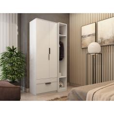 Guarda Roupa Solteiro 2 Portas 1 Gaveta Capri Marafon Móveis Branco