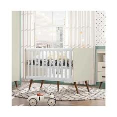 Berço Americano Mini Cama Retrô Qmovi Cor Off White Fosco