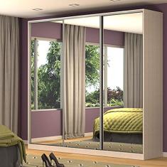 Guarda Roupa Casal 3 Espelhos 3 Portas de Correr Nova Mobile Noce