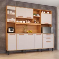 Cozinha Compacta Itatiaia Nápoles com 8 Portas, 3 Gavetas e 9 Prateleiras - 220cm de largura