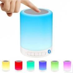 Abajur Led Caixa De Som Bluetooth Touch Luminária Rgb