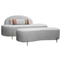 Sofá Orgânico 2 Lugares Living e Puff Maitê 1.80m Linho Cinza SOFA STORE