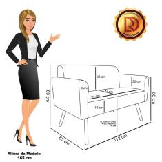 Kit 1 Sofá Namoradeira E 1 Poltrona Elisa Veludo Rosê Pés Palito Castanho - D`rossi