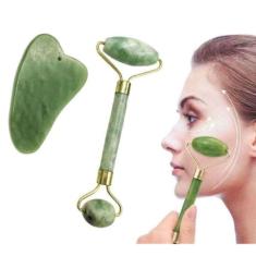 Rolo Massageador Pedra De Jade Massagem Facial Anti Rugas undade e ped