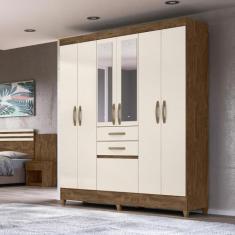 Guarda Roupa Casal 6 portas com espelho 2 gavetas New Mafra - Moval, C