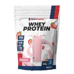Whey Protein Concentrado 900g NewNutrition, Morango, 900g