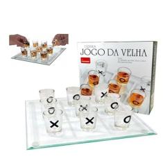 Jogo da Velha Tabuleiro de Vidro Bebidas Drinks Shot Grande