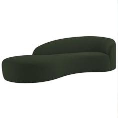 Divã Recamier Orgânico França 180cm Lado Esquerdo Linho Verde - Amarena Moveis