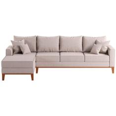 Sofá 4 Lugares Beny com Chaise esquerdo - Linho Bege