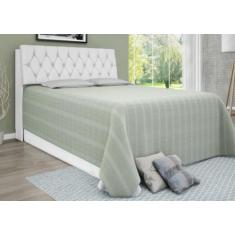 Cabeceira Box Casal Isis Branco com Capitonê Branco - CasaH