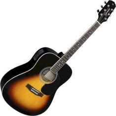 Violão Folk Elétrico Vintage Sunburst Fosco Satin Giannini