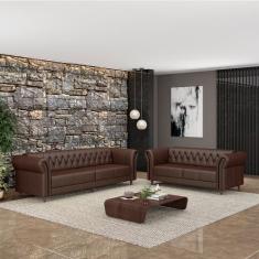 Conjunto de Sofá Sala de Estar Stanford Chesterfield 2 e 3 Lugares 200