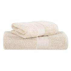Jogo de Toalhas Buddemeyer Fio Penteado Canelado Gigante Bege 2 Peças