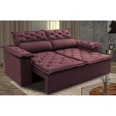 Sofá Retrátil e Reclinável Cama Inbox Compact 1,50m Tecido Suede Velusoft Vinho