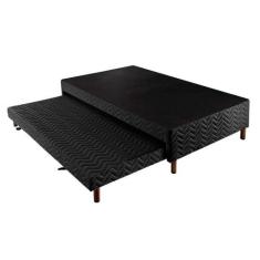 Cama Box Base c/Auxiliar com Auxiliar Sommier Rústico Bordado Black (8