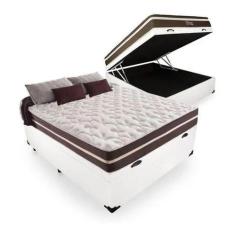Kit Cama Baú Viúva e Colchão Classic Molas Ensacacas Anjos Branco