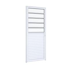 Porta de Alumínio com Divisão 215x85cm com Vidro Riobras Aluminíos Branco
