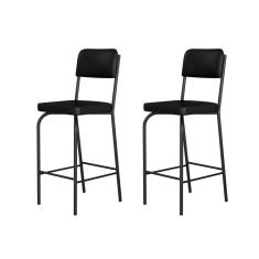 Kit 2 Banquetas Altas para Cozinha Vintage Preto