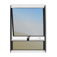 Janela de Alumínio Maxim-Ar com Bandeira 80x60cm Vidro Espelhado Plus Brimak Mix Preto