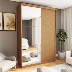 Guarda-roupa Solteiro 2 Porta de Correr e 3 Espelhos Cléo Espresso Móveis Carvalho