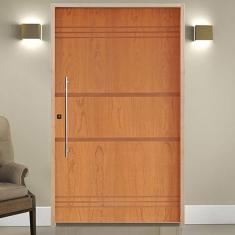 Kit Porta de Madeira Pivotante 210x120cm Batente 14cm Fechadura 803 Rolete Externa Belissima 7 Hale Esquadrias Imbuia