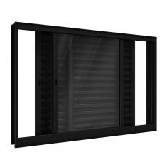 Janela de Alumínio de Correr 100x120cm 3 Folhas Lucasa Alumínios Preto