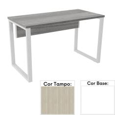 Mesa de Escritório Pé Tubular PE25 em MDP 150 x 70 cm Cor Nogueira CasaBlanca e Base Branca