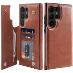 LETO Capa carteira para Samsung Galaxy S24 Ultra - Suporte flip de couro - Designs modernos - Suporte para cartão de crédito - Capa protetora de telefone à prova de choque para mulheres e meninas -