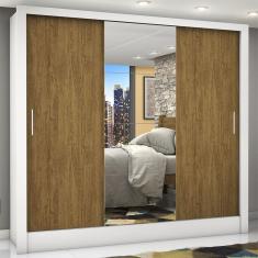 Guarda-roupa Casal 3 Portas com Espelho Porto Plus Espresso Móveis Branco Cinamomo