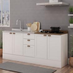 Balcão de Cozinha Iluminata 4 Portas 3 Gavetas 100% Mdf Branco/ébano - Genialflex